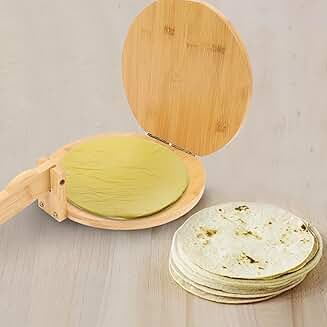 Round Wooden Tortilla Press with Parchment Paper