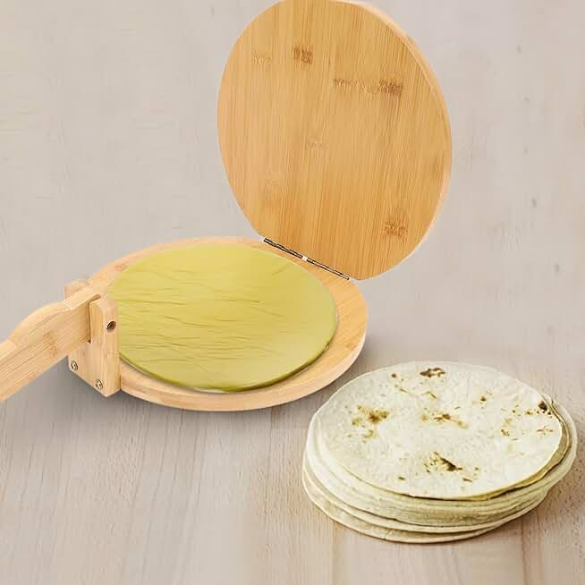 Round Wooden Tortilla Press with Parchment Paper