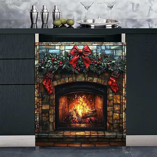 Stained Glass Fireplace Magnet for Kitchen Decor