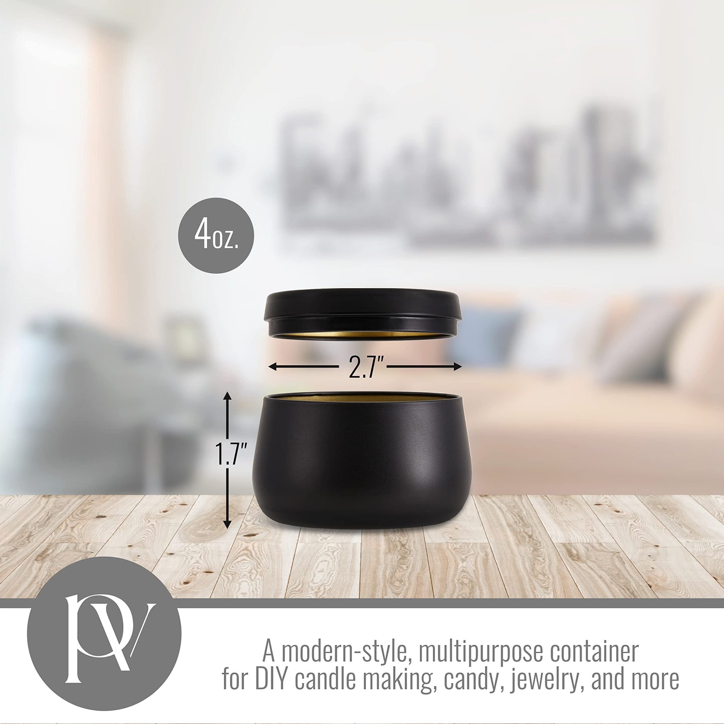 4 oz Black Tin Candle Tins Bulk Set (24)