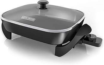 Electric skillet with adjustable heat and nonstick surface