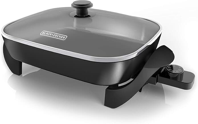 Electric skillet with adjustable heat and nonstick surface