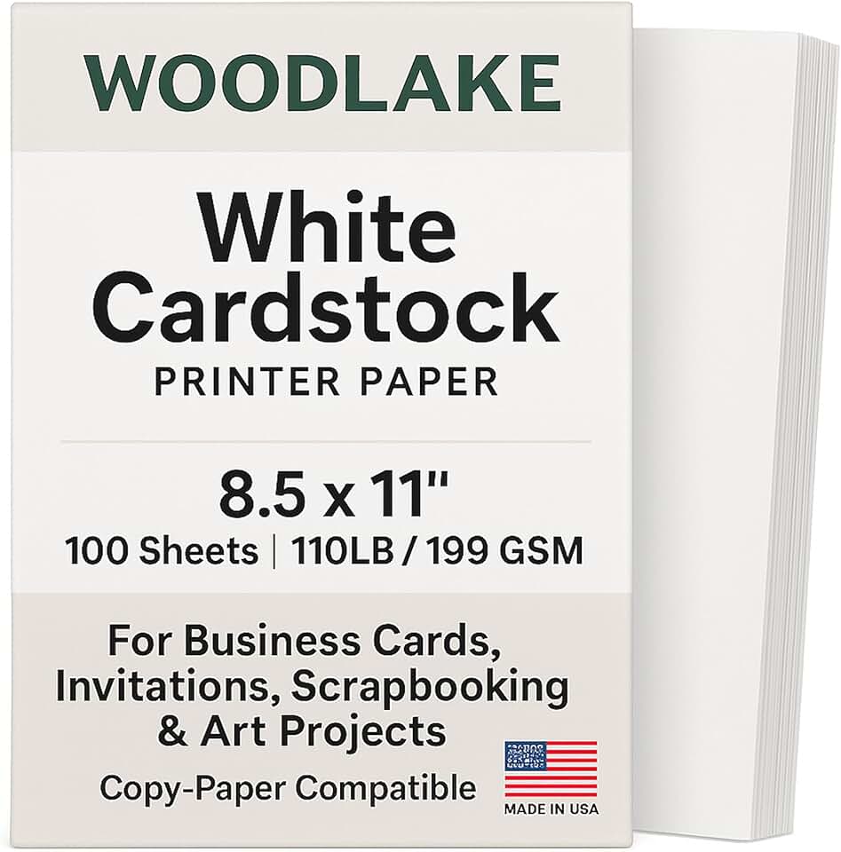 White 8.5x11 Cardstock Paper, 100 Sheets
