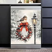 Snow Scene Christmas Wreath Bird Magnet for Appliances