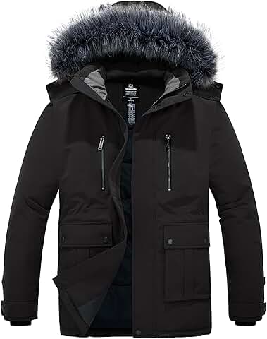 Men's Thick Winter Puffer Jacket with Faux Fur Hood