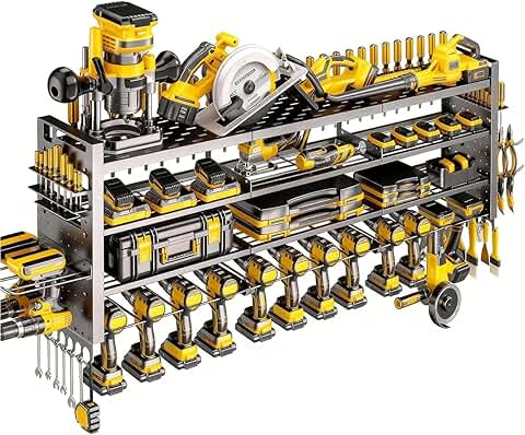 Large 49-inch Heavy Duty Wall Tool Organizer with 14 Drill Holders