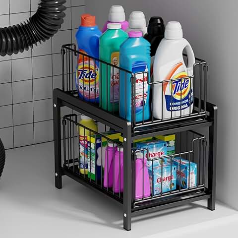 Two-Tier Sliding Drawer Organizer for Kitchen or Bathroom
