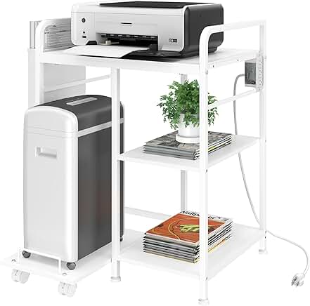 Home Printer Stand with Charging Station, 24x18 Inches