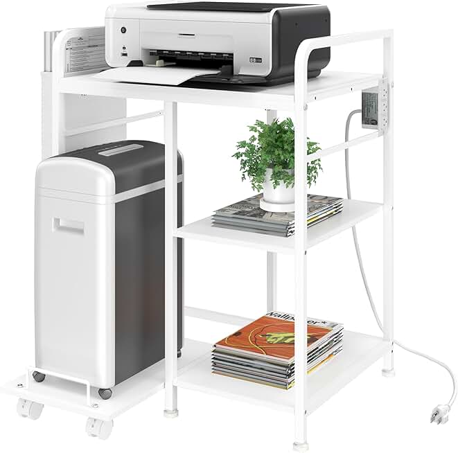 Home Printer Stand with Charging Station, 24x18 Inches