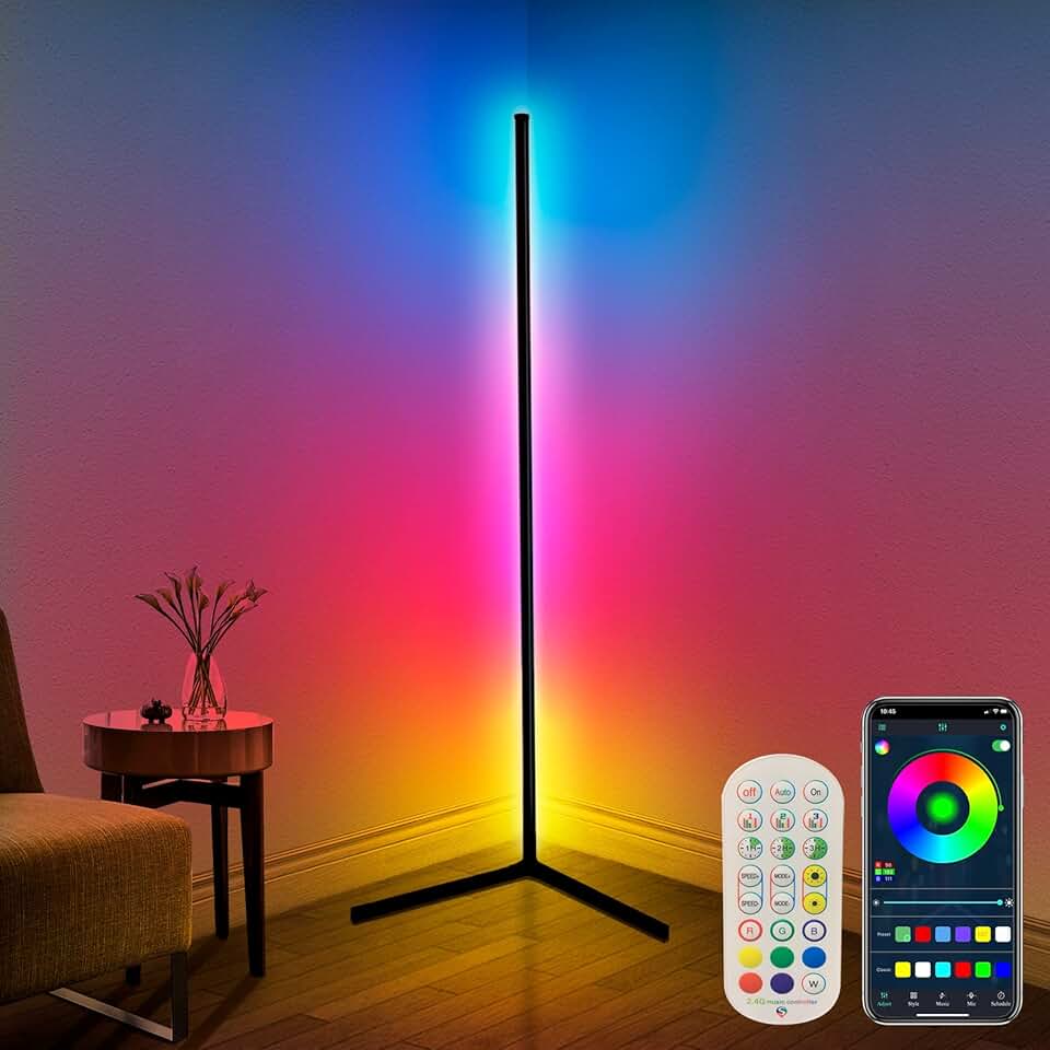 Color Changing LED Corner Floor Lamp with Remote