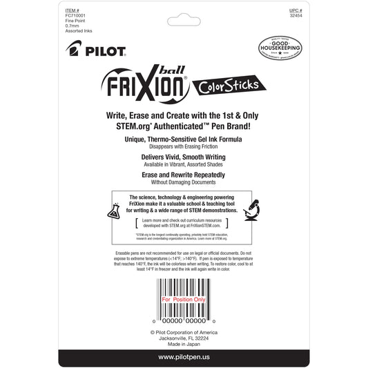 Erasable Gel Ink Pens, Fine Point, Assorted Colors, Pack of 10