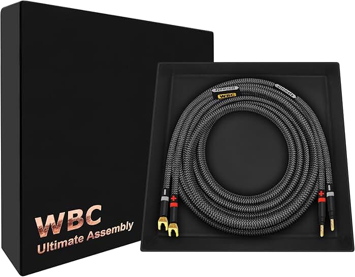 5 Foot 8 AWG Ultra-Pure OFC Speaker Cable with Gold Banana and Spade Plugs