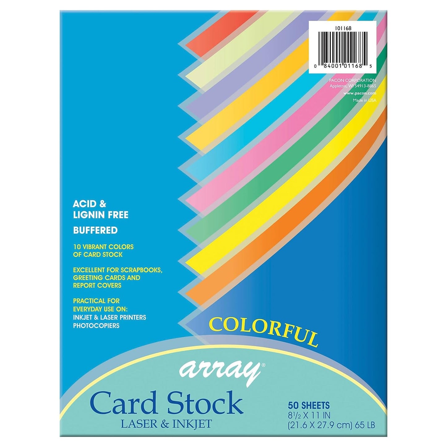 Colorful Assortment Card Stock, 10 Colors, 8.5 x 11, 50 Sheets