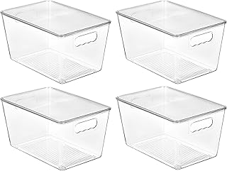 4 Clear Stackable Storage Bins with Lids
