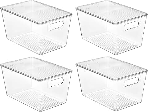 4 Clear Stackable Storage Bins with Lids