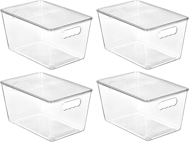 4 Clear Stackable Storage Bins with Lids