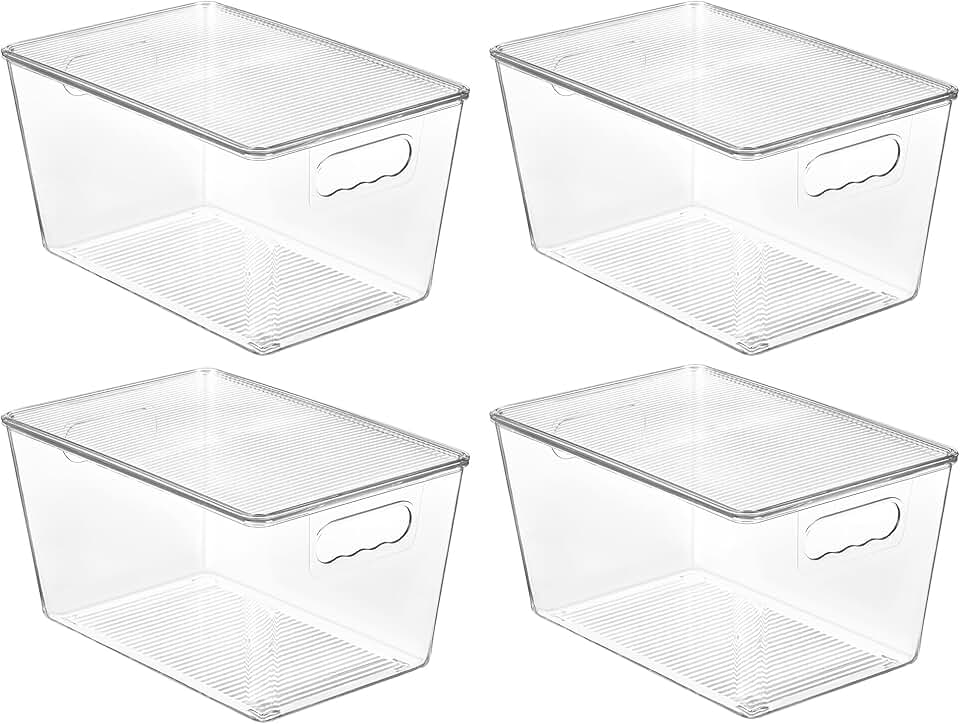 4 Clear Stackable Storage Bins with Lids