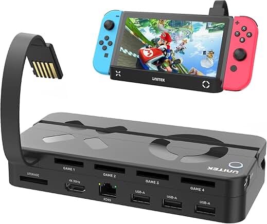 Portable Switch Dock with 4 Card Slots and 4K HDMI
