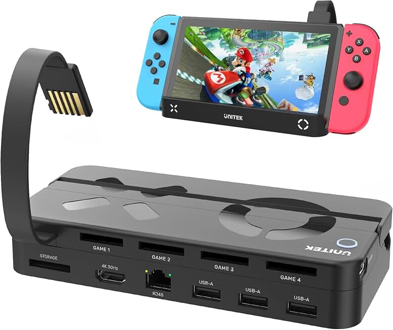Portable Switch Dock with 4 Card Slots and 4K HDMI