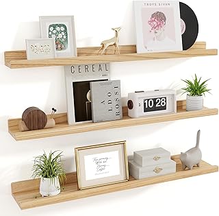 Set of 3 36-inch Solid Wood Wall Shelves