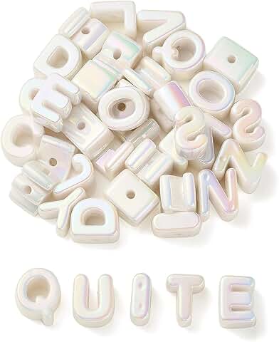 100 White Acrylic Letter Beads for Jewelry and Crafts
