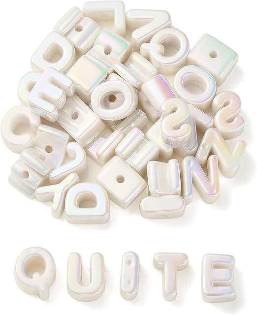 100 White Acrylic Letter Beads for Jewelry and Crafts