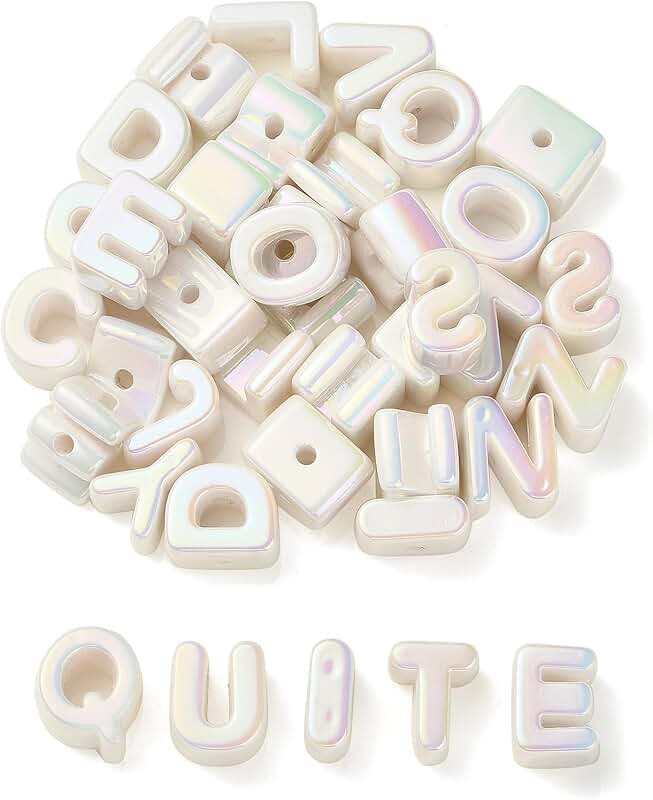 100 White Acrylic Letter Beads for Jewelry and Crafts