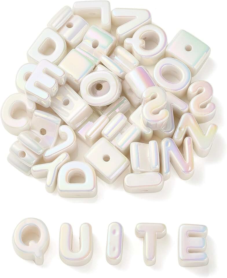 100 White Acrylic Letter Beads for Jewelry and Crafts