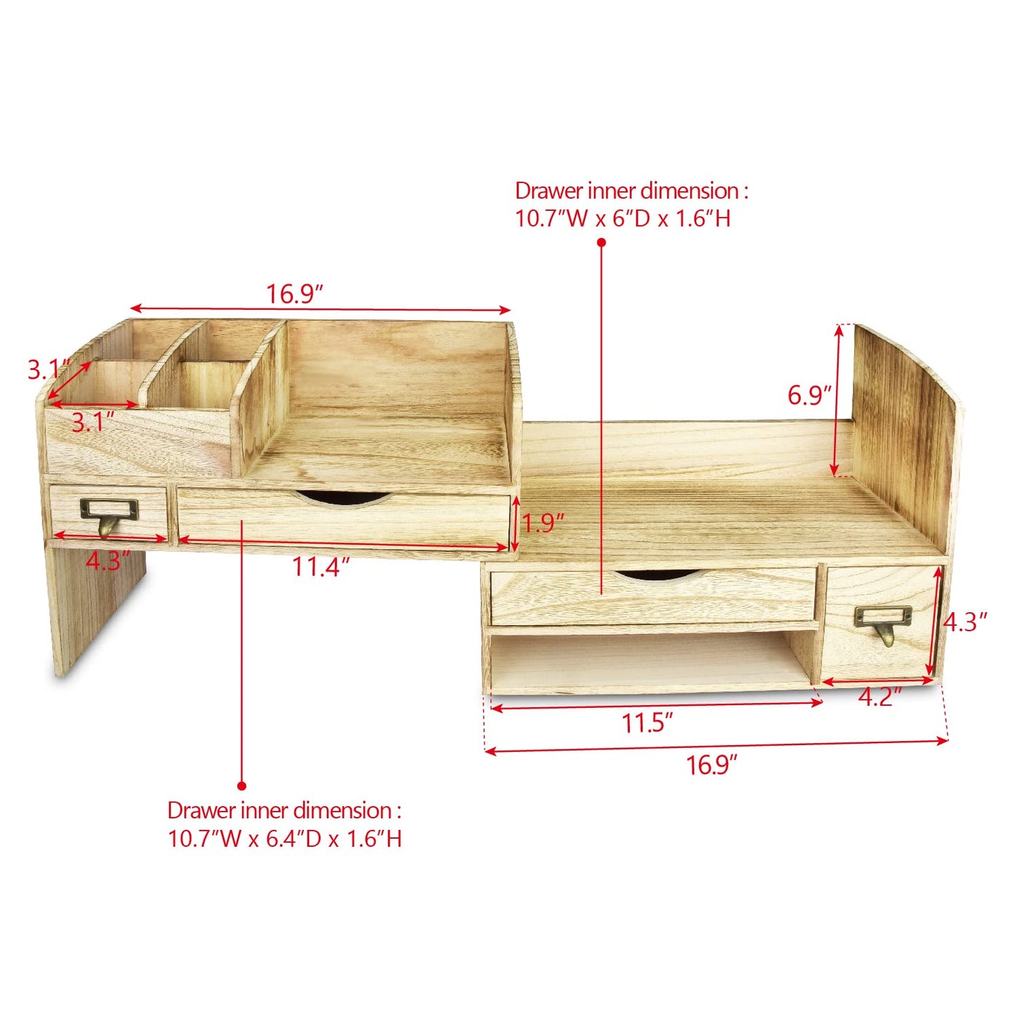 Large Wooden Desktop Organizer for Office Supplies