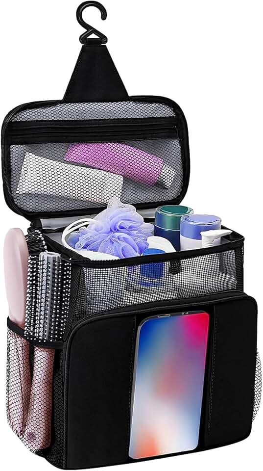 Portable Shower Caddy with Mesh Organizer and Phone Pocket