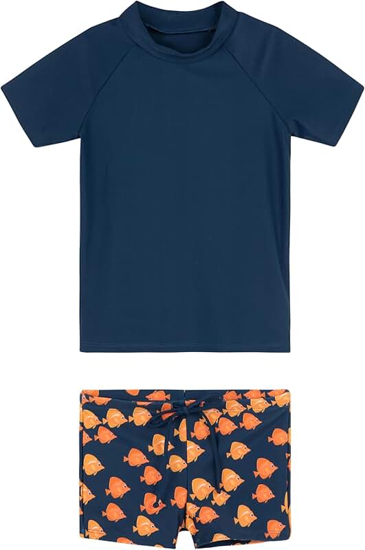 Kids' Short Sleeve Swim Shorts with UV Protection