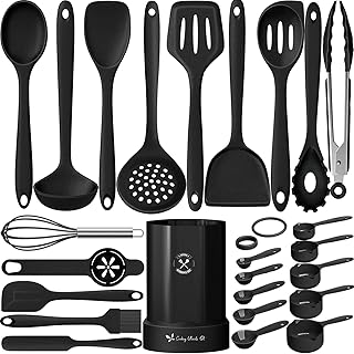 25-Piece Silicone Kitchen Utensil Set with Spatula and Tongs