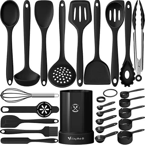 25-Piece Silicone Kitchen Utensil Set with Spatula and Tongs