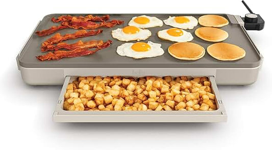 12-inch x 22-inch electric griddle with warming tray