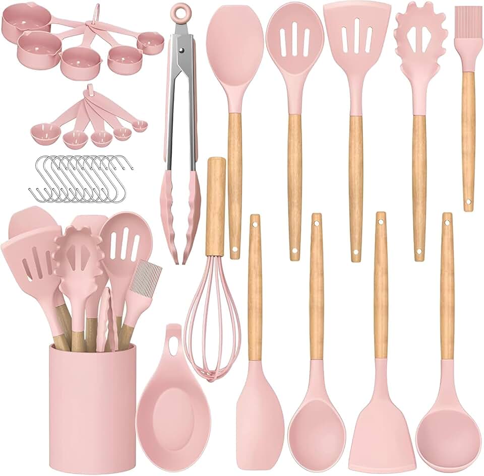 33-Piece Silicone Kitchen Utensil Set, Heat Resistant, BPA-Free