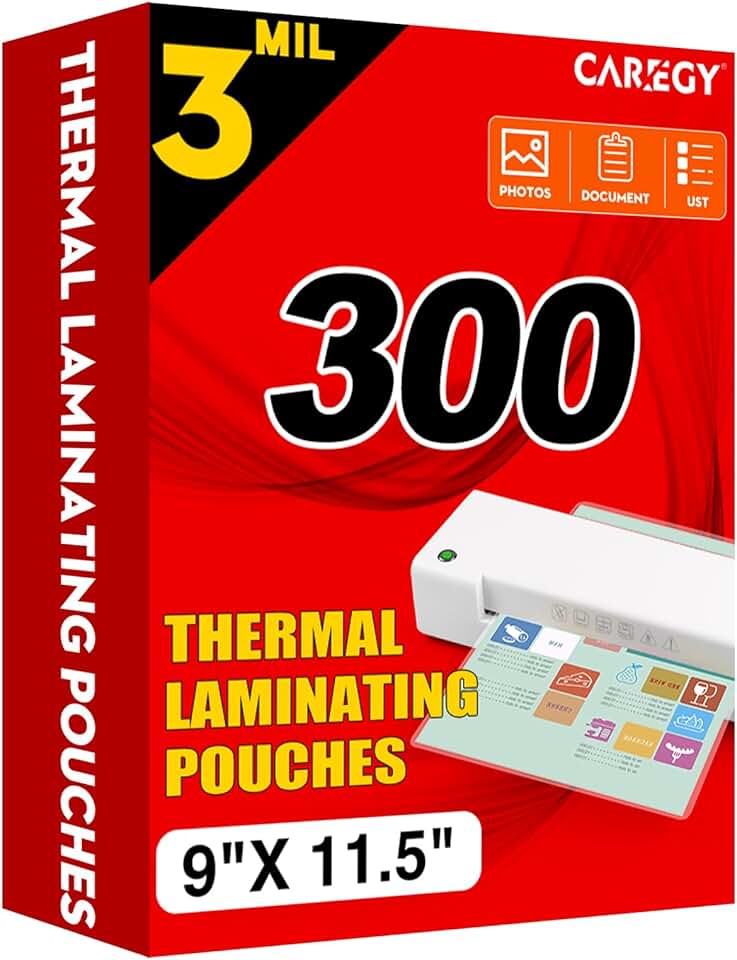 300 Clear Thermal Laminating Sheets, 9x11.5 Inches