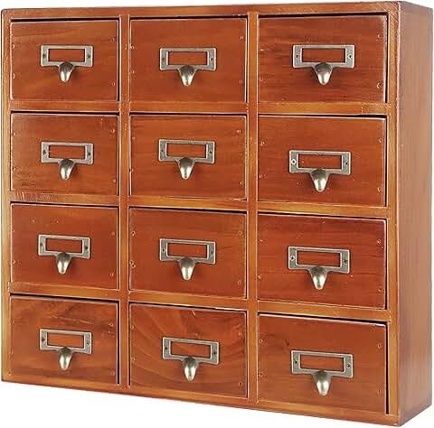 12-Drawer Wooden Desk Storage Cabinet