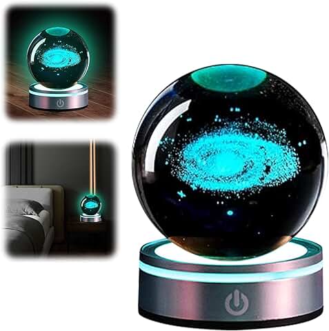 3D Galaxy Crystal Ball with Base and Gift Bag