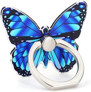 Butterfly Phone Ring Holder with 360° Rotation and Flip Stand