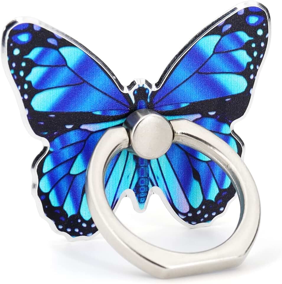 Butterfly Phone Ring Holder with 360° Rotation and Flip Stand