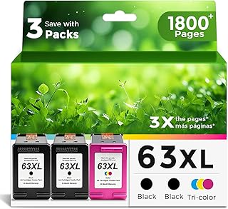 3-Pack Ink Cartridges for HP Printers (2 Black, 1 Color)