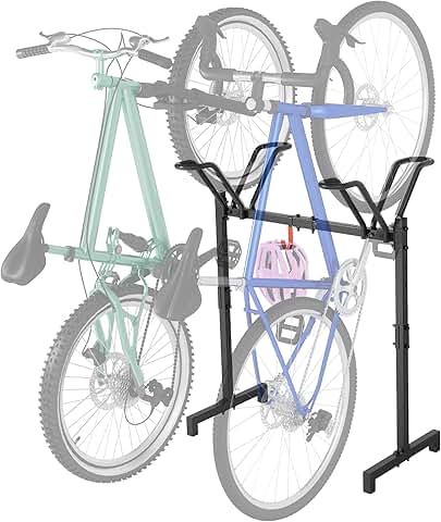 Adjustable 2-Bike Floor Stand for Indoor and Outdoor Storage
