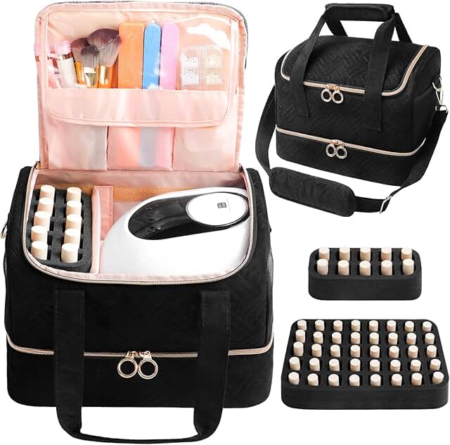 Black Velvet Nail Polish and Lamp Organizer Bag