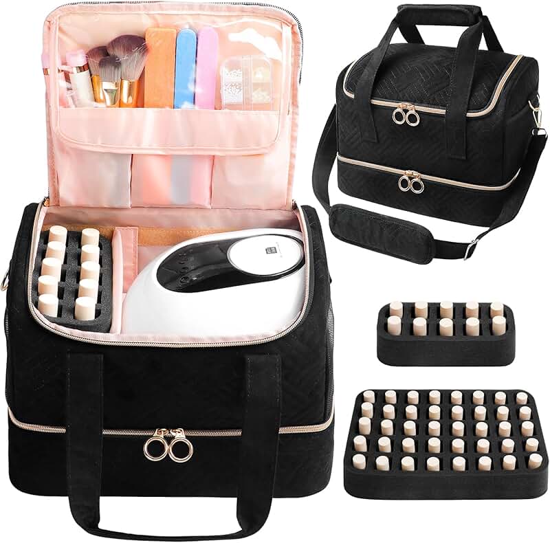Black Velvet Nail Polish and Lamp Organizer Bag