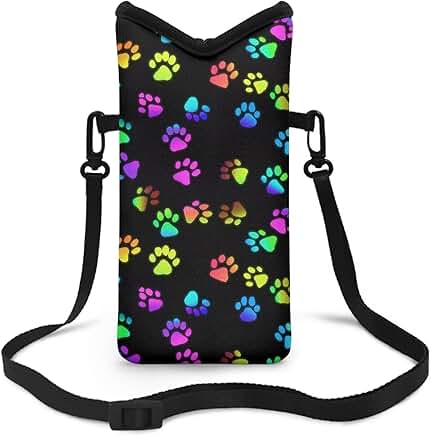 Colorful Paw Pattern Phone Bag with Removable Strap