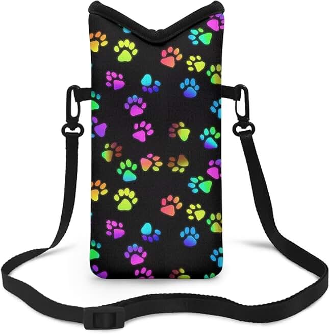 Colorful Paw Pattern Phone Bag with Removable Strap