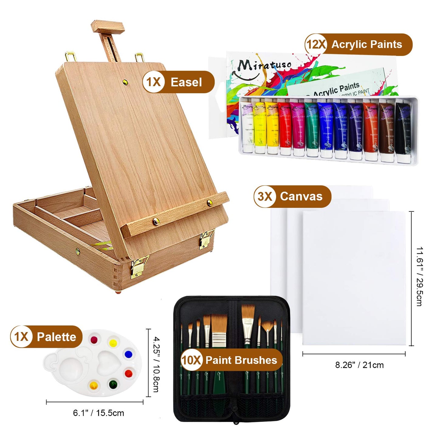 27 Pieces Art Set with Easel, Paints, Brushes, Canvas