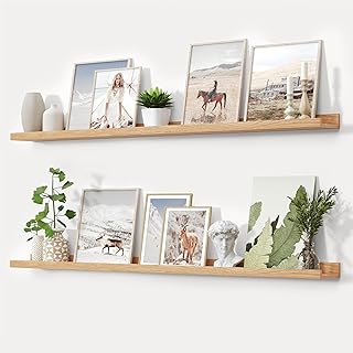 Black Wall-Mounted Picture Ledge Shelf for Decor