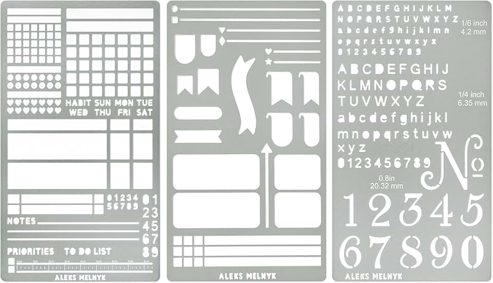 Metal stencil for journaling and planning