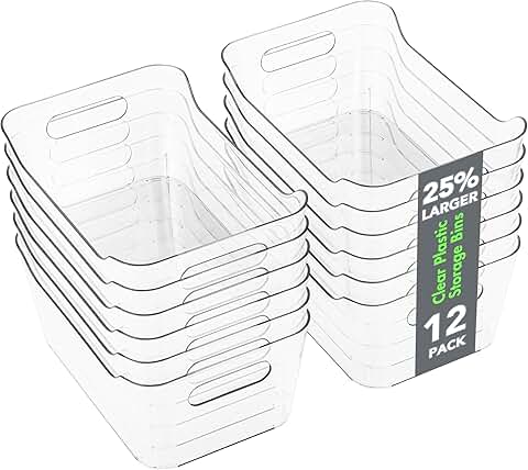 12 Clear Plastic Storage Bins for Home and Office